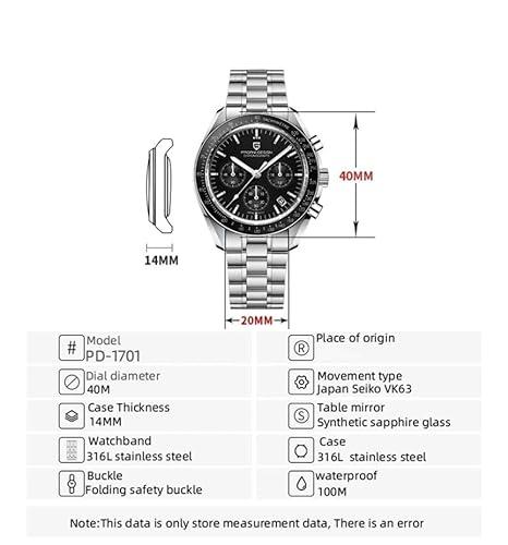 Pagani Design Mens Waterproof Watch With Seiko  Movement (Speedmaster) "The Moon Watch"