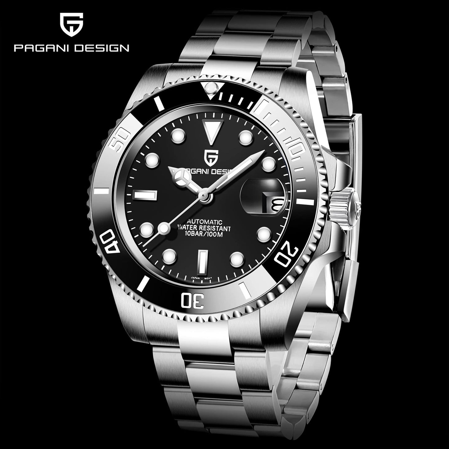 Pagani Design PD-1661 Waterproof Mechanical Automatic Watch Stainless Steel Men's 40MM Watch (Submariner)