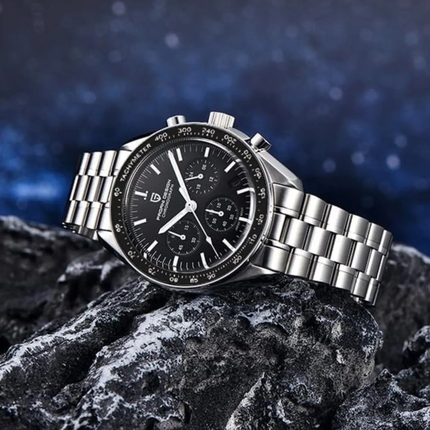 Men Silver Stainless Steel Strap Watch