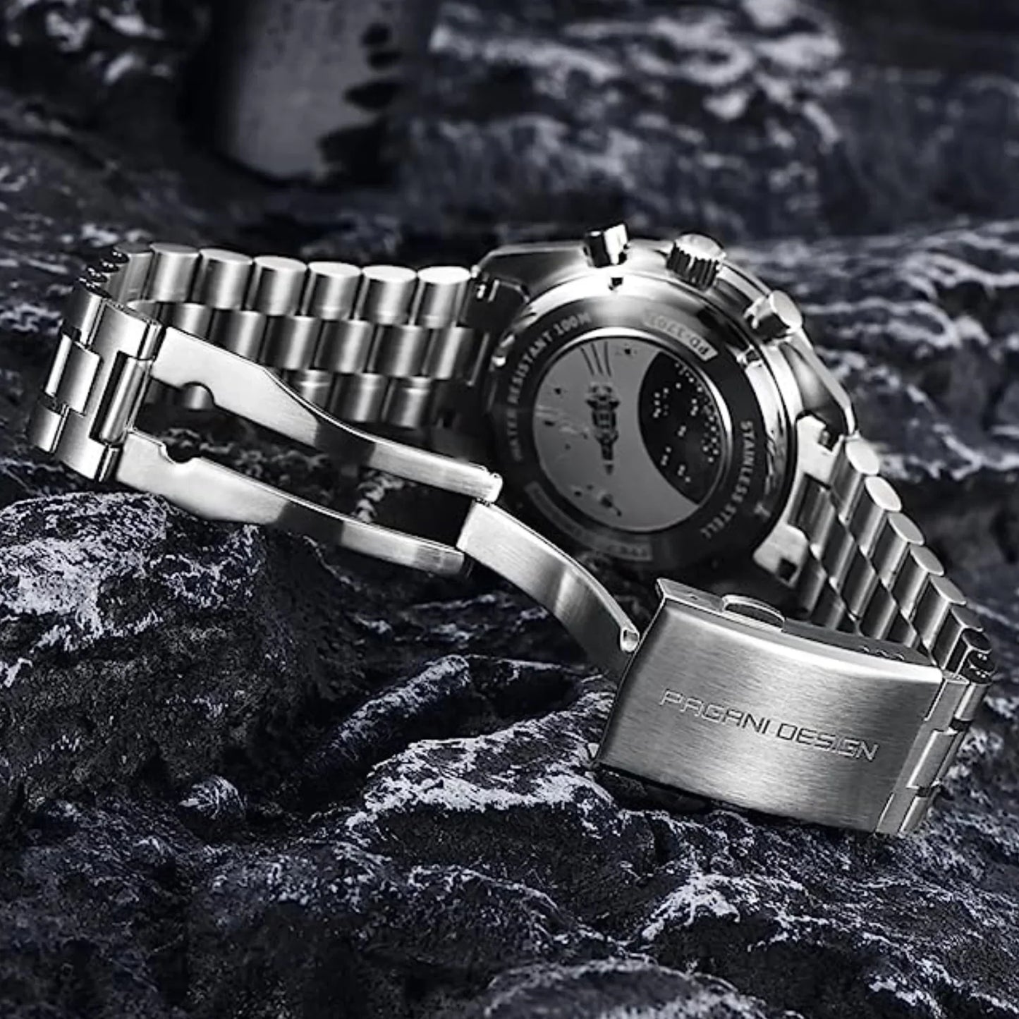 Men Silver Stainless Steel Strap Watch