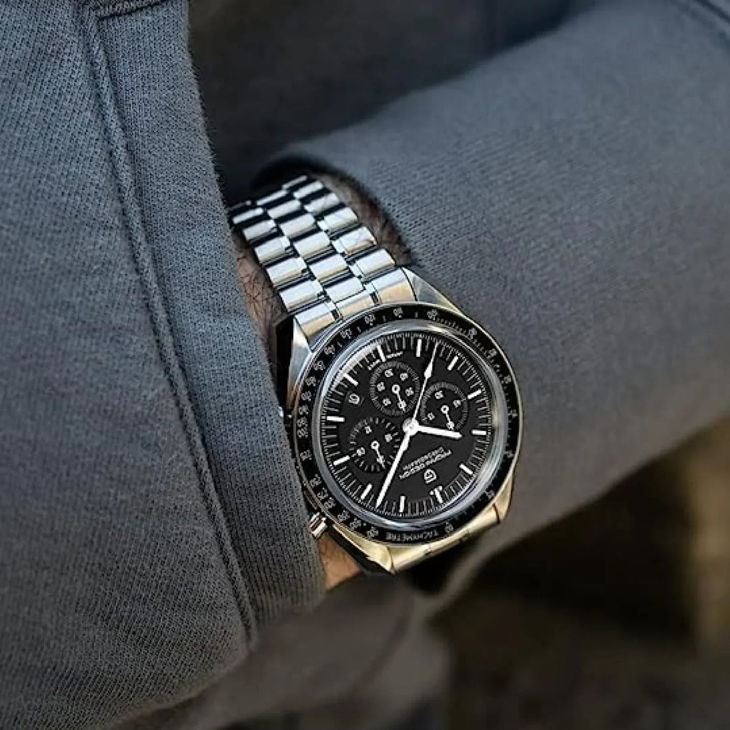 Men Silver Stainless Steel Strap Watch