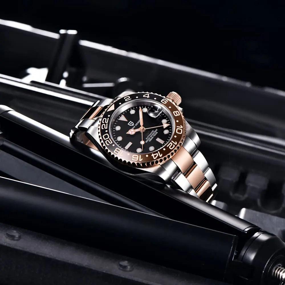 Pagani Design PD-1662 Waterproof Mechanical Automatic Watch Stainless Steel Men's 40MM Watch (Rootbeer)