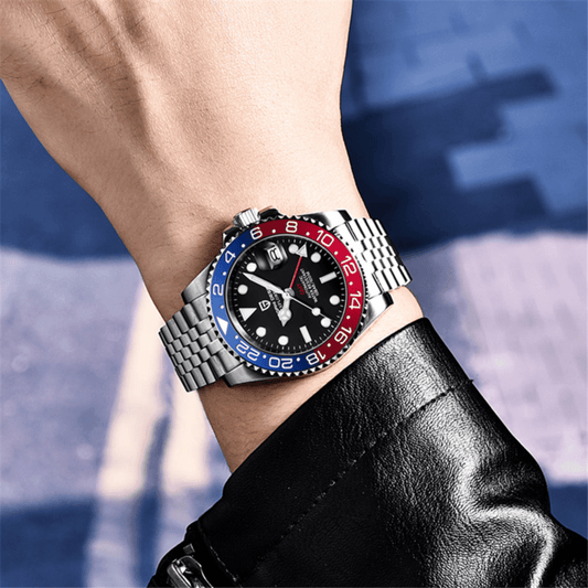 Pagani Design PD-1662 Seiko NH34 Movement equipped with AR AF Anti-Radiation Coating Automatic Watch Stainless Steel Men's (Pepsi - Jubilee Bracelet)
