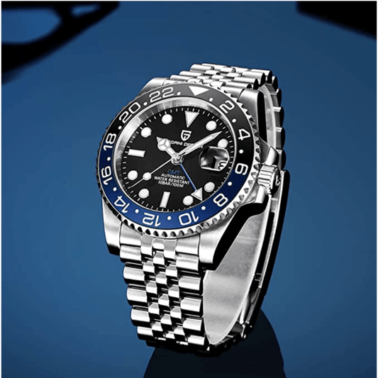 Pagani Design PD-1662 Seiko NH34 Movement equipped with AR AF Anti-Radiation Coating Automatic Watch Stainless Steel Men's (Batman - Jubilee Bracelet)