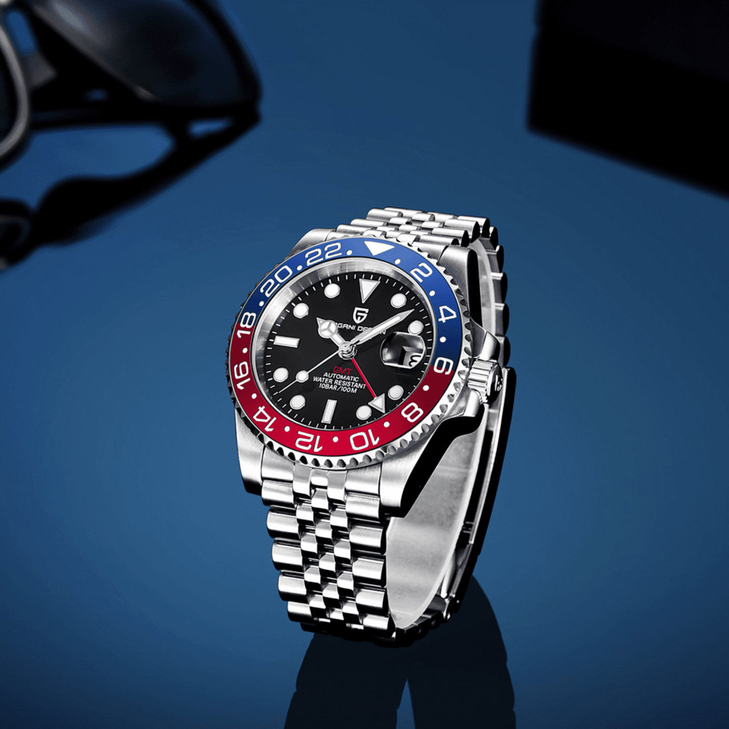 Pagani Design PD-1662 Seiko NH34 Movement equipped with AR AF Anti-Radiation Coating Automatic Watch Stainless Steel Men's (Pepsi - Jubilee Bracelet)
