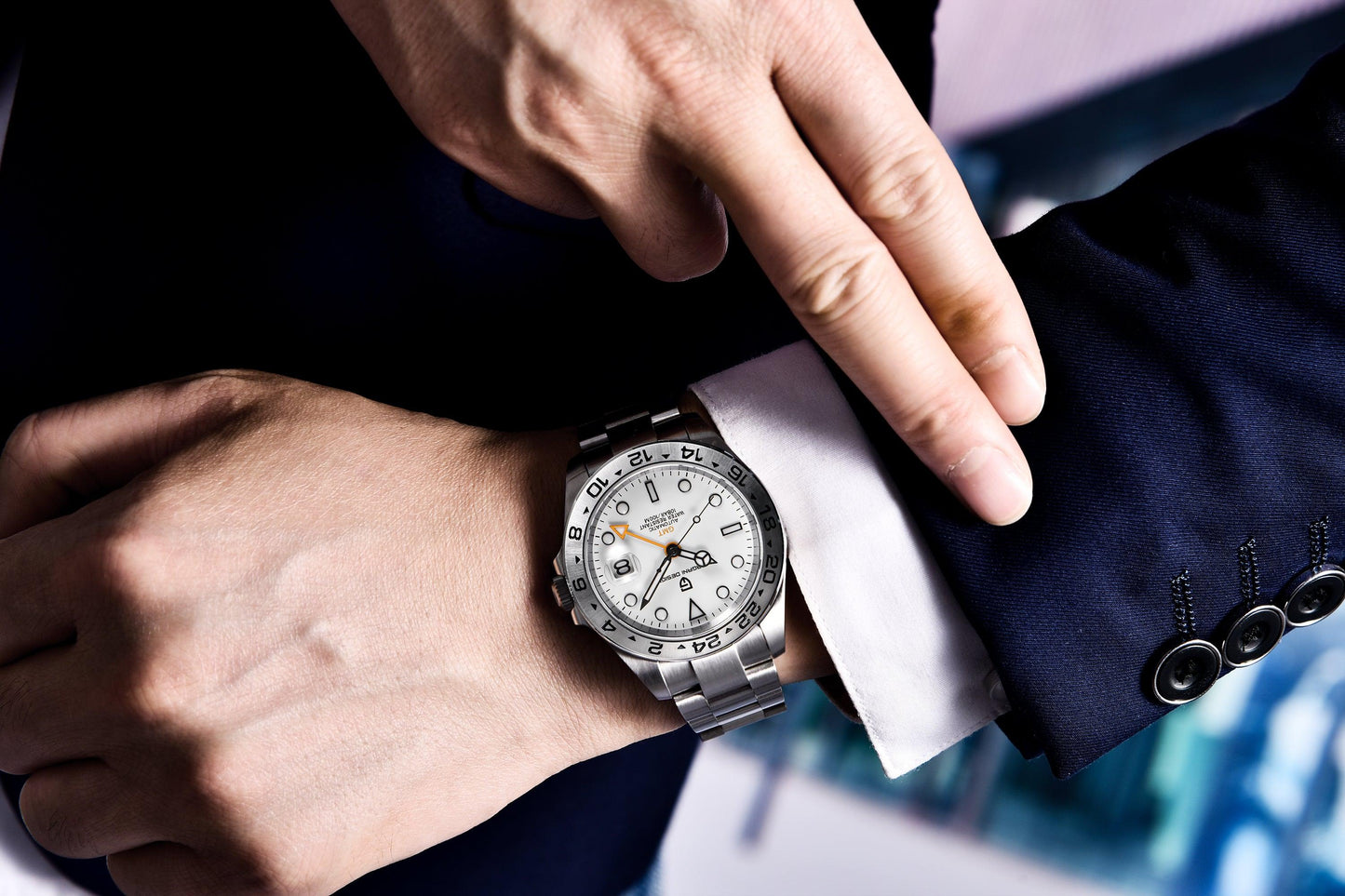 Pagani Design PD-1762 Seiko NH34 Movement equipped with AR AF Anti-Radiation Coating Automatic Watch Stainless Steel Men's (GMT Explorer II - White)