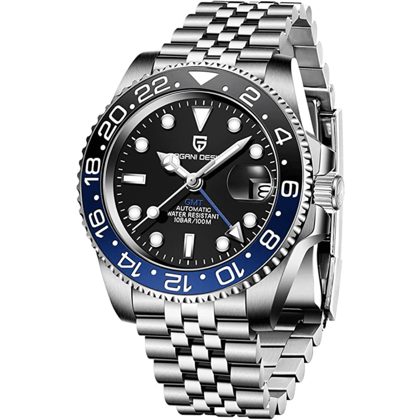 Pagani Design Mechanical Automatic Watch Stainless Steel Men's (Batman) 40MM Watch with Jubilee Bracelet