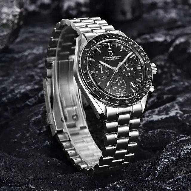 Men Silver Stainless Steel Strap Watch