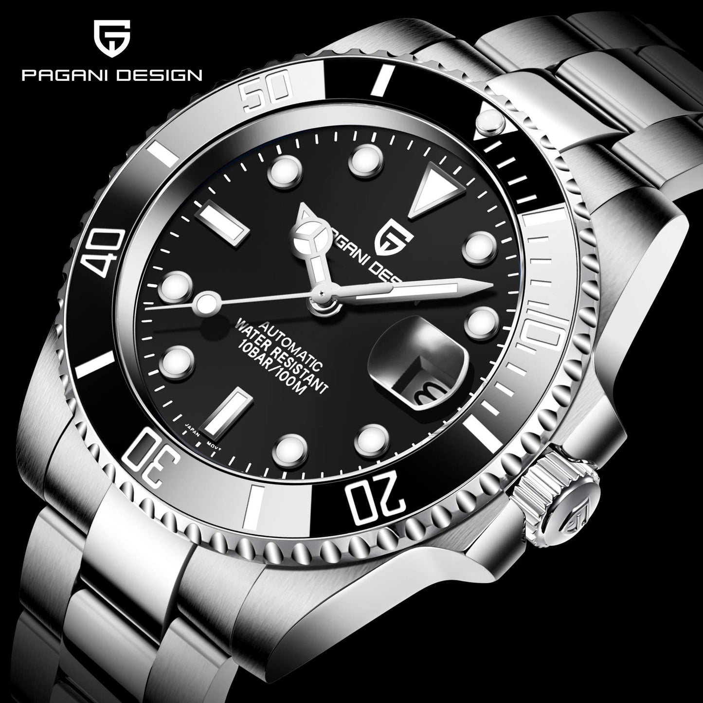 Pagani Design PD-1661 Waterproof Mechanical Automatic Watch Stainless Steel Men's 40MM Watch (Submariner)