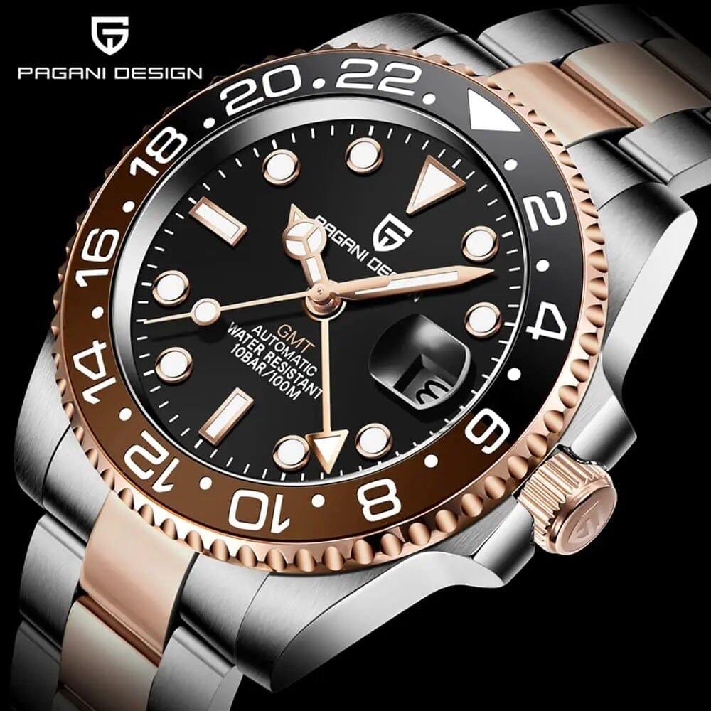 Pagani Design PD-1662 Waterproof Mechanical Automatic Watch Stainless Steel Men's 40MM Watch (Rootbeer)