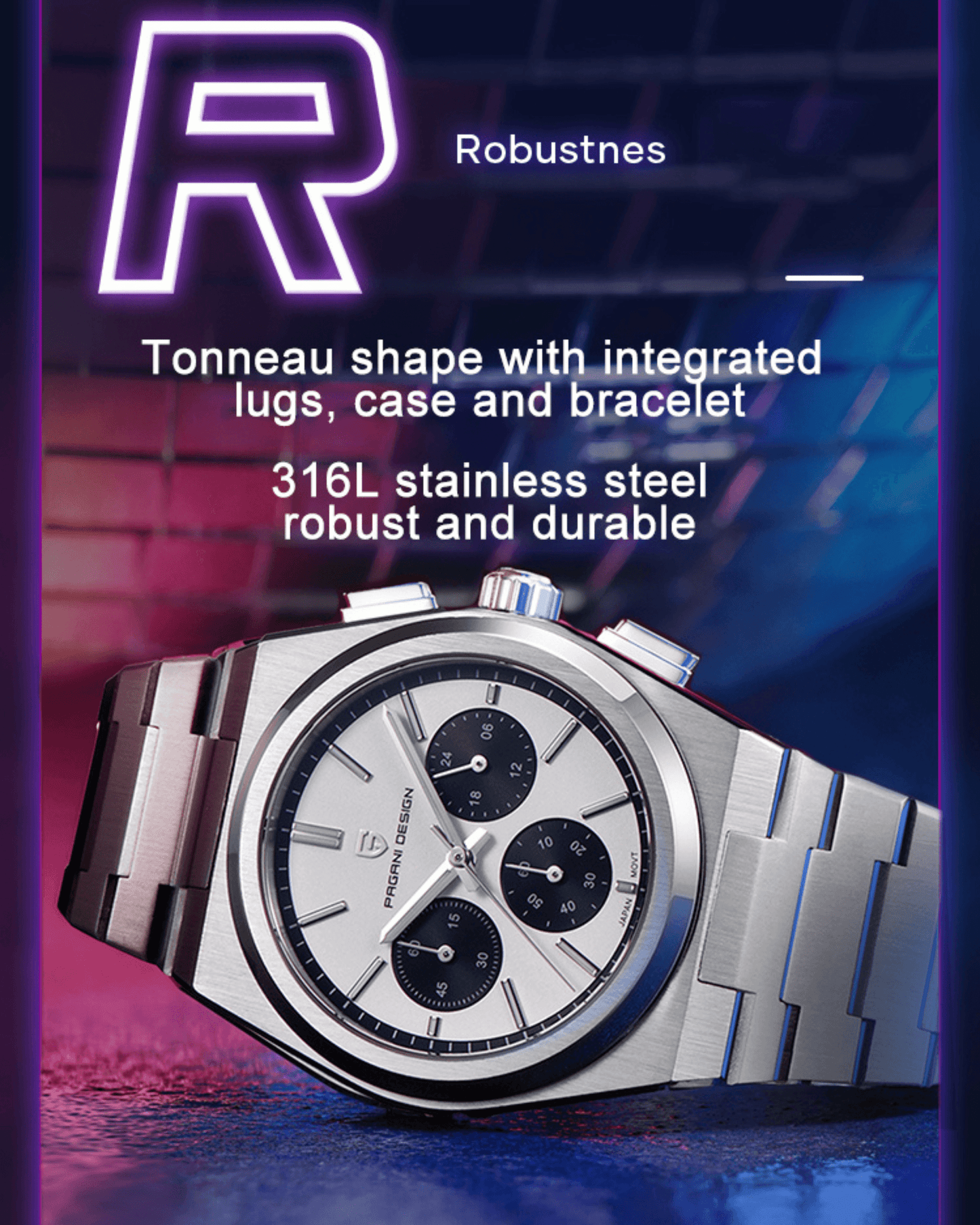 Pagani Design PD-1761 Chronograph Luxury Waterproof Movement (Japanese VK63) | Stainless Steel Men's 40MM Watch