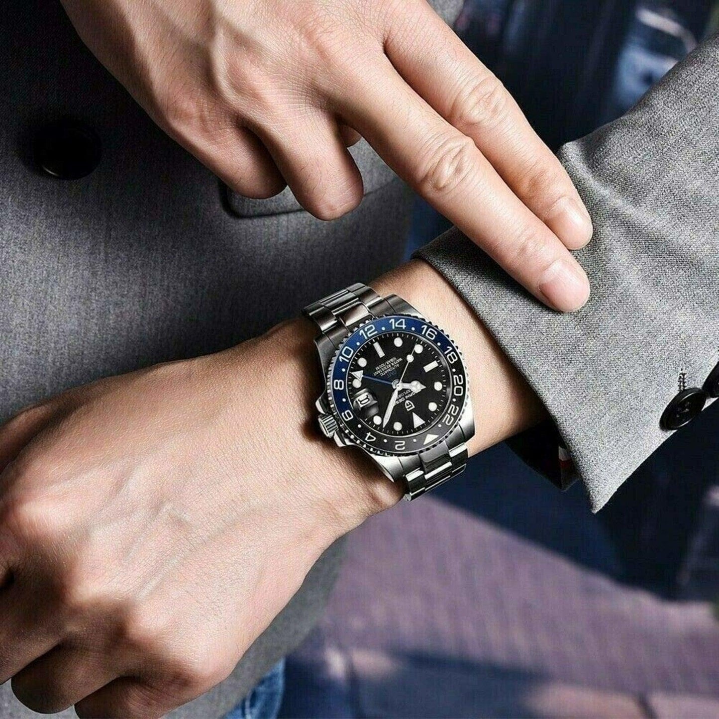 Pagani Design Mechanical Automatic Watch Stainless Steel Men's (Batman) 40MM Watch with Jubilee Bracelet